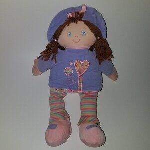 Baby Gund Kiana Girl Lovey Pink Purple 12" Plush Doll Toy Brown Yarn Hair 59032